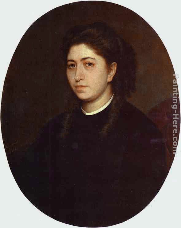 Portrait of a Young Woman Dressed in Black Velvet painting - Ivan Nikolaevich Kramskoy Portrait of a Young Woman Dressed in Black Velvet art painting